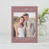 Romantic Maroon Minimalist Photo Dankeskarte (Stehend Vorderseite)