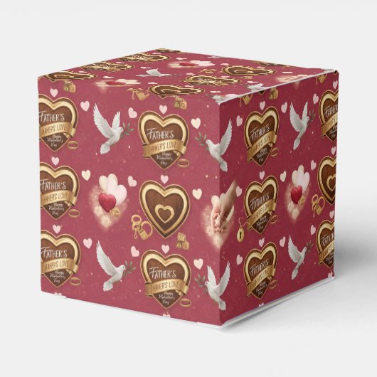 Romantic Maroon Pattern Doves Hearts Emblem Geschenkschachtel (Rückseite)