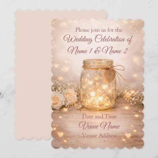 Romantic Mason Jar Wedding Invitation Einladung (Vorne/Hinten)