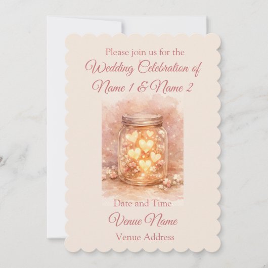 Romantic Mason Jar Wedding Invitation Einladung (Vorderseite)