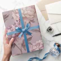 Romantic Mauve Peony Cream Floral Pattern