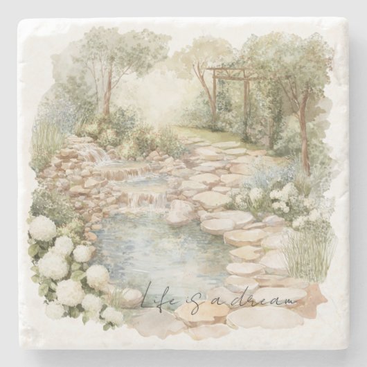 Romantic Meadow Rock Path Steinuntersetzer (Vorderseite)