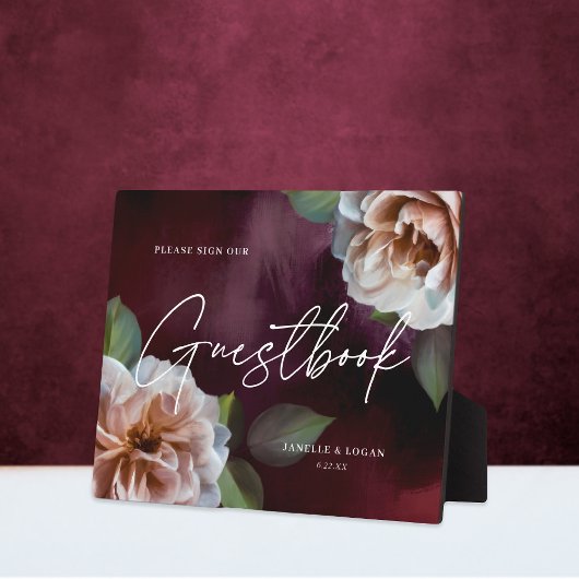 Romantic Midnight Garden Wedbook Sign Fotoplatte