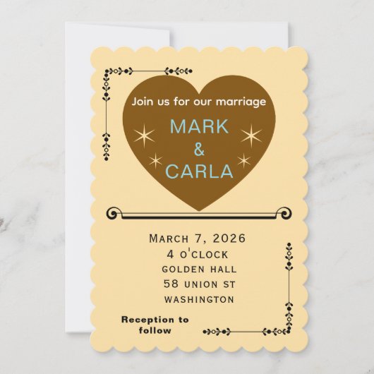 Romantic Minimal Wedding Invitation in Soft Beige. Einladung (Vorderseite)
