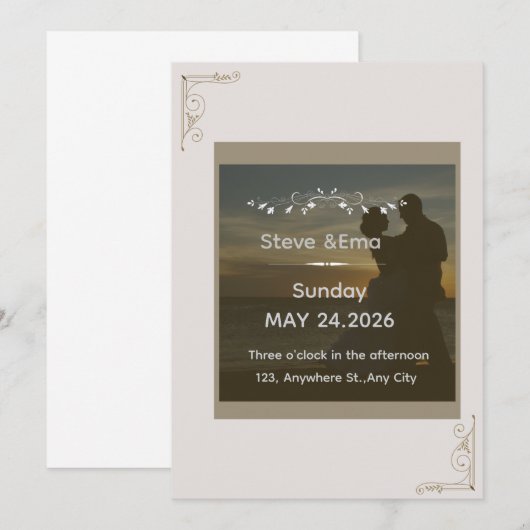 Romantic & Minimal Wedding Invitation Template | E Einladung (Vorne/Hinten)