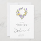 Romantic Minimal Yellow Lavender Wreath Bridesmaid (Vorderseite)
