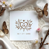 Romantic Minimalist Heart Swirls Monogram Initials Gummistempel