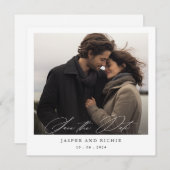 Romantic Minimalist Square Photo Wedding Save The Date (Vorne/Hinten)