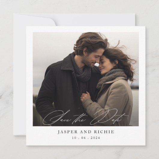 Romantic Minimalist Square Photo Wedding Save The Date (Vorderseite)