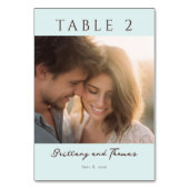 Romantic Mint Minimalist Photo Tischnummer (Rückseite)