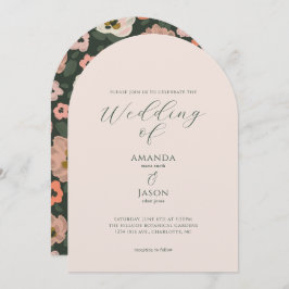 Romantic moody painted floral garden party wedding einladung