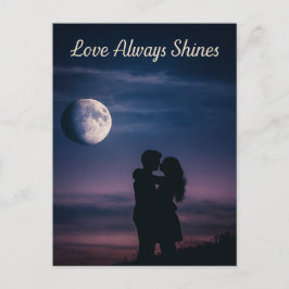 Romantic Moonlight Love Always Shines Night Sky Feiertagspostkarte