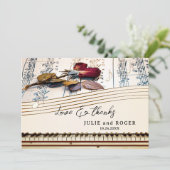 Romantic Music Custom Foto Hochzeit Dankeschön Car Dankeskarte (Stehend Vorderseite)