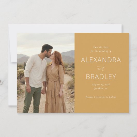 Romantic Mustard Rustic Photo Save The Date (Vorderseite)