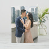 Romantic Navy Beige Photo Einladung (Stehend Vorderseite)