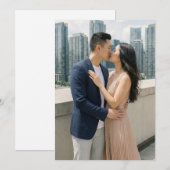 Romantic Navy Beige Photo Einladung (Vorne/Hinten)
