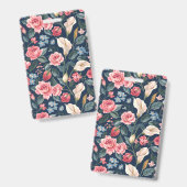 Romantic Navy Blue Floral Garden Pattern Ausweis (Vorder- & Rückseite)