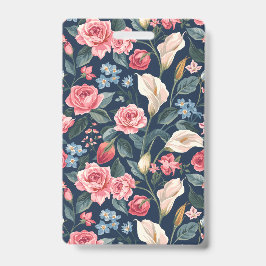 Romantic Navy Blue Floral Garden Pattern Ausweis