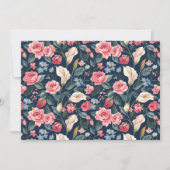 Romantic Navy Blue Floral Garden Pattern Einladung (Vorderseite)