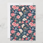 Romantic Navy Blue Floral Garden Pattern Einladung (Rückseite)