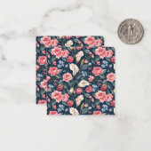 Romantic Navy Blue Floral Garden Pattern Mitteilungskarte (Vorderseite/Rückseite Beispiel)