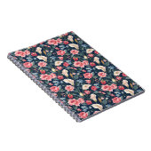 Romantic Navy Blue Floral Garden Pattern Notizblock (Rechte Seite)