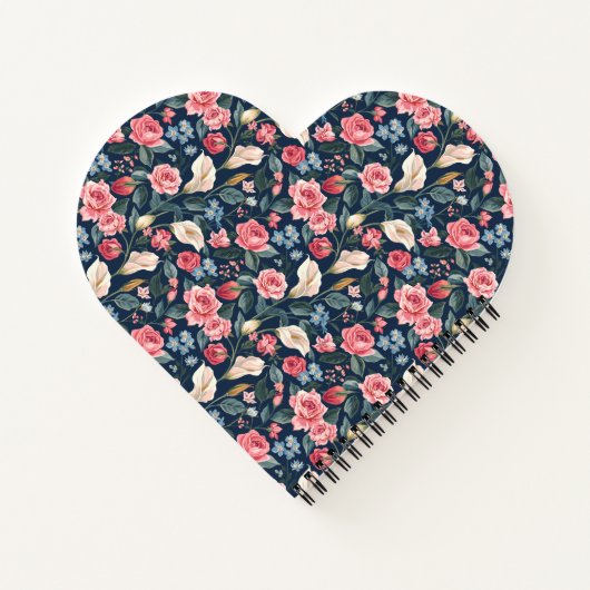 Romantic Navy Blue Floral Garden Pattern Notizblock (Rückseite)