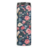 Romantic Navy Blue Floral Garden Pattern Thermosbecher (Rückseite)