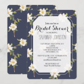 Romantic Navy Blue White Floral Bridal shower Einladung (Vorne/Hinten)