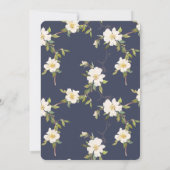 Romantic Navy Blue White Floral Bridal shower Einladung (Rückseite)