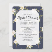 Romantic Navy Blue White Floral Bridal shower Einladung (Vorderseite)