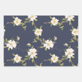 Romantic Navy Blue White Floral Bridal Shower Geschenkpapier Set (Vorderseite 2)