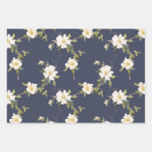 Romantic Navy Blue White Floral Bridal Shower Geschenkpapier Set (Vorderseite)