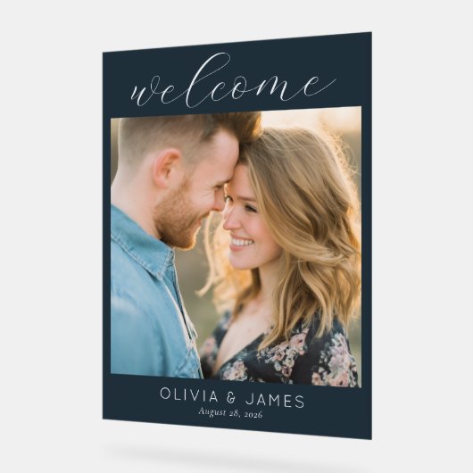 Romantic Navy Classic Photo Acrylschild (Winkel)