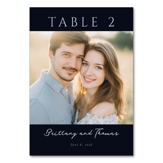 Romantic Navy Classic Photo Tischnummer (Vorderseite)