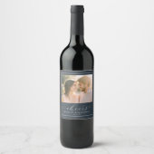 Romantic Navy Elegant Photo Weinetikett (Vorderseite)