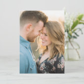 Romantic Navy Floral Photo Einladung (Stehend Vorderseite)