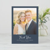 Romantic Navy Photo Dankeskarte (Stehend Vorderseite)