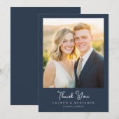 Romantic Navy Photo Dankeskarte (Vorne/Hinten)