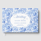 Romantic Navy Roses Floral Toile Guest Book Gästebuch (Vorderseite)
