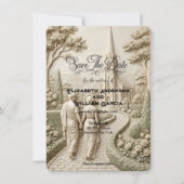 Romantic Neo Classical Cathedral Garden Landscape Save The Date (Vorderseite)