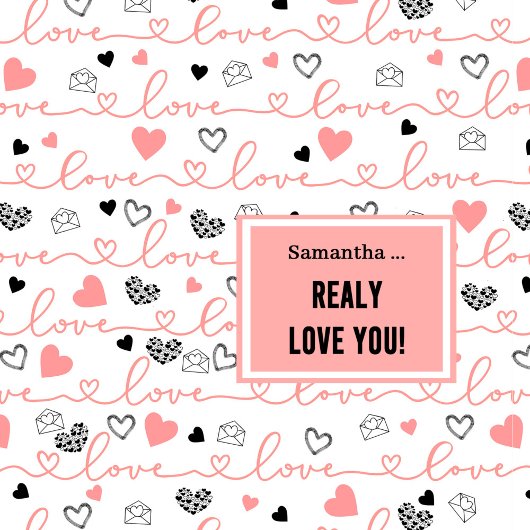 Romantic Newlywed Shower Curtain Pink Black Hearts Duschvorhang