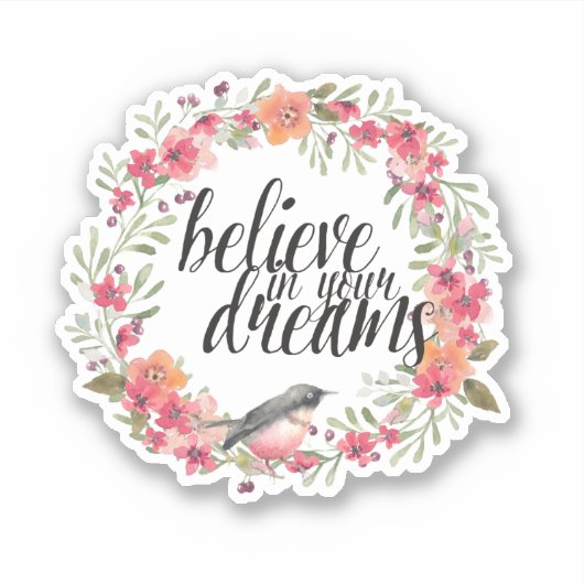 Romantic Oleander Bird Pink Floral Dream Aufkleber (Vorderseite)