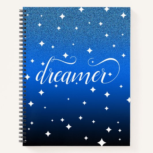Romantic Ombre Midnight Blue Starry Dreamer Notizblock (Vorderseite)