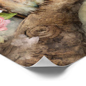 Romantic Owl Pair Floral Nature Cottage  Poster (Ecke)