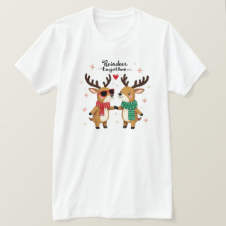 Romantic Paar Christmas Reindeer T-Shirt