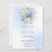 Romantic Pale Blue Hydrangea Floral Wedding Invite Einladung (Vorderseite)