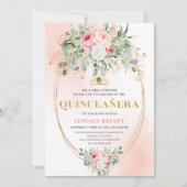 Romantic Pale Pink Eucalyptus Quinceañera Invite Einladung (Vorderseite)