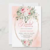Romantic Pale Pink Roses Bridal Shower Invitation Einladung (Vorderseite)