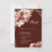 Romantic Pampas Wine Red Floral Wedding RSVP (Vorderseite)